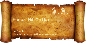 Hencz Mónika névjegykártya